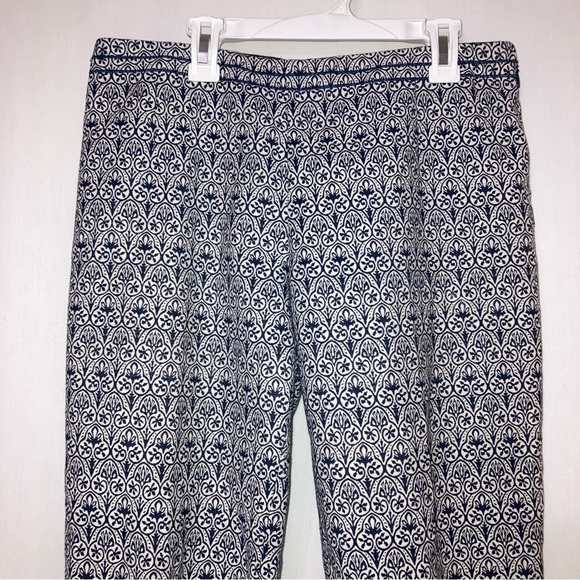 Tory Burch  Heidi Jacquard Print Navy&White Stretch  Slim Fit Pants Size 6 - Picture 5 of 14